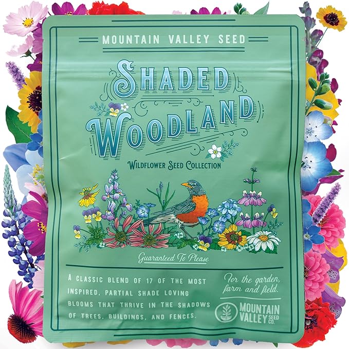 Wildflower Seed Bulk, 3 Oz. (80,000+ Seeds) โ 19 Non-GMO Flower Seeds for Shade, Annual & Perennial Wild Flowers Mix for Partial Shade โ Shade Tolerant by Mountain Valley Seed