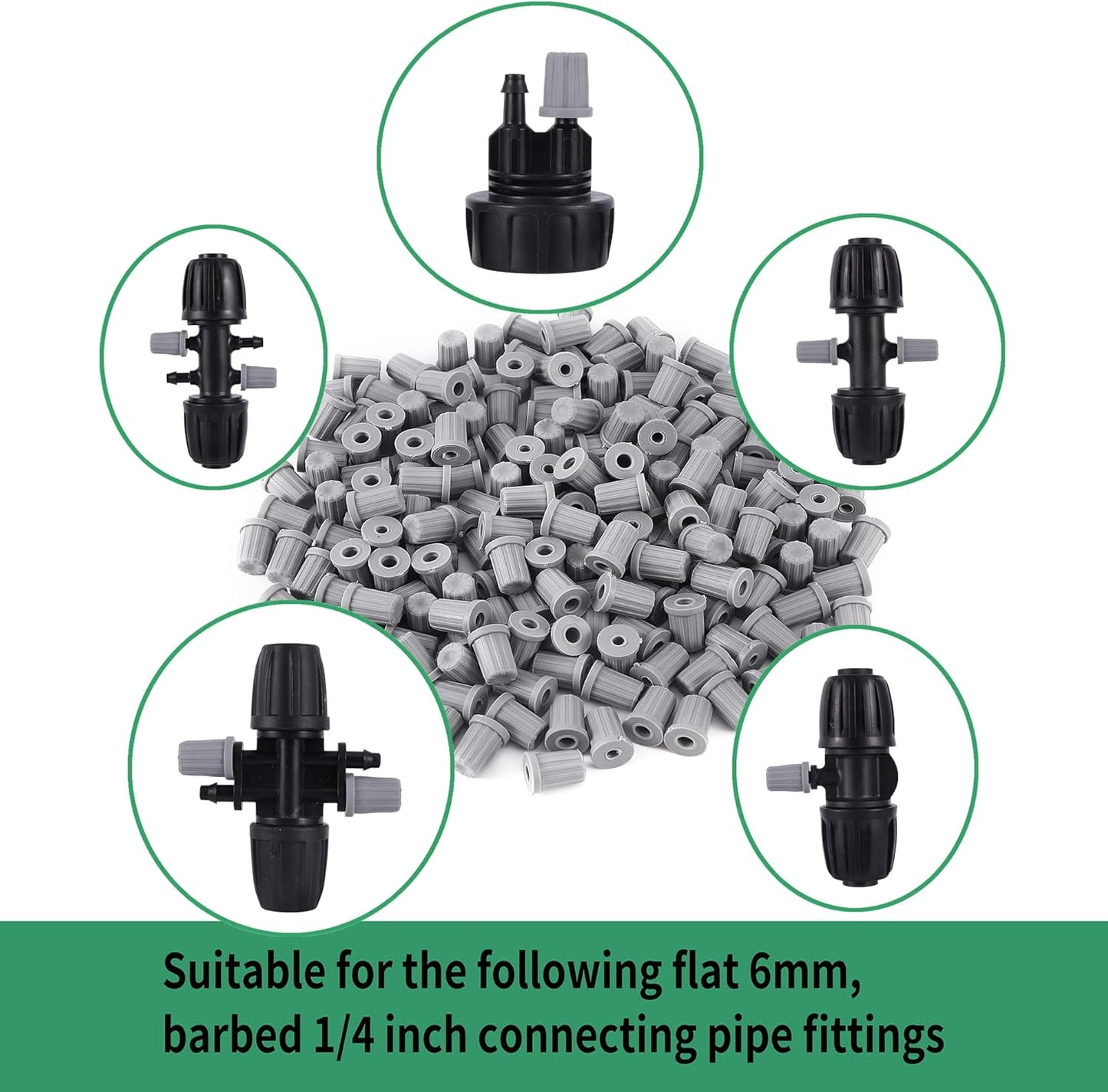 60 Pcs 1/4 Inch Barbed Connector End Caps Rubber Plugs for 1/4 Inch Irrigation Tubing System