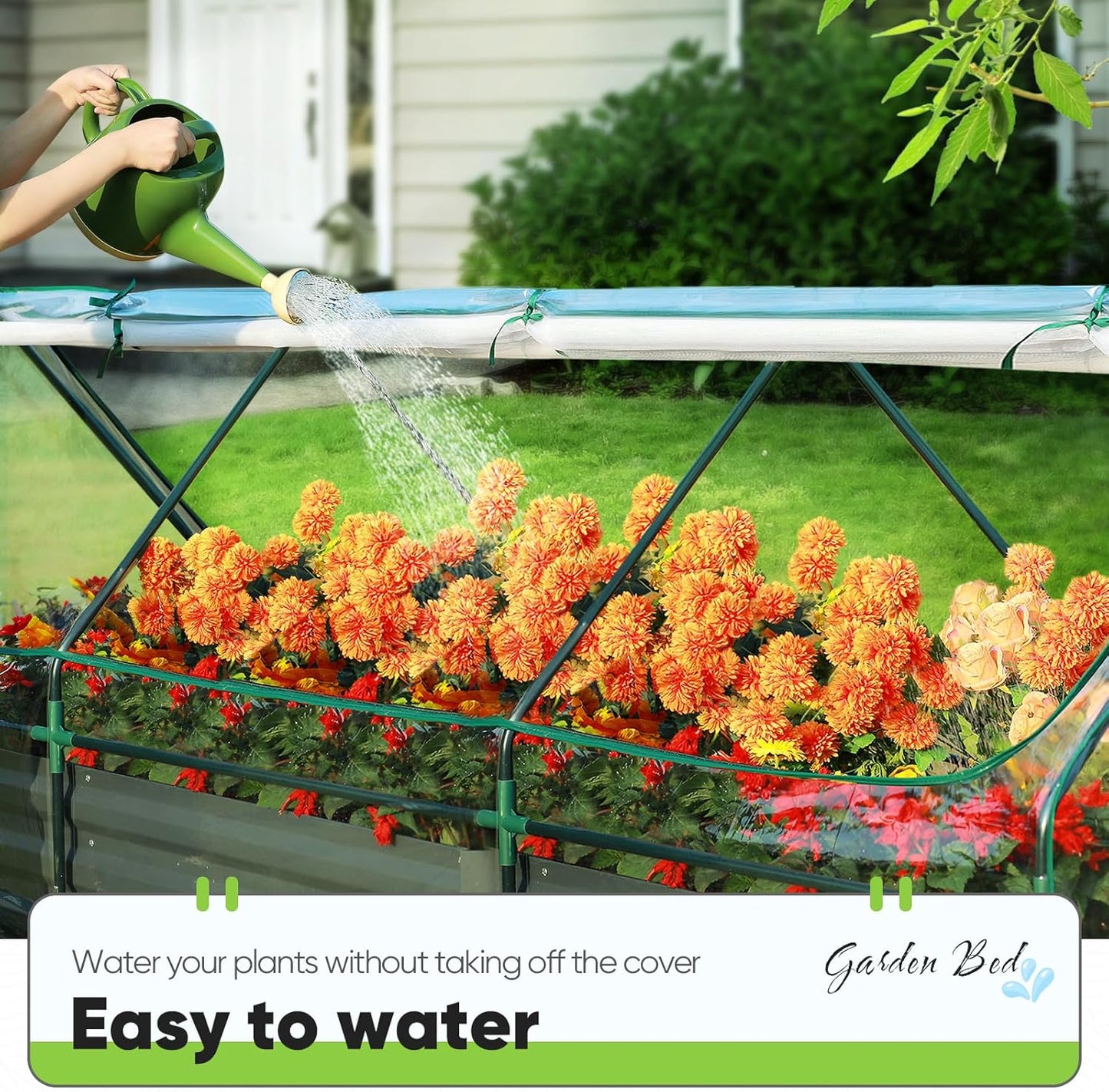 Quictent Raised Garden Bed Galvanized Raised Beds for Gardening Vegetables with Cover 8x4x1 ft Metal Planter Box Outdoor Use (Clear)