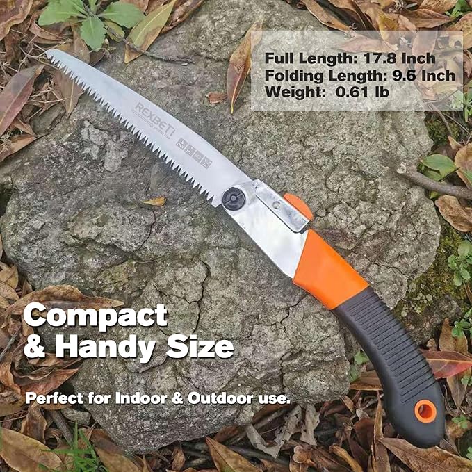 REXBETI Folding Saw - 8 Inch Blade for Wood & Dry Wood Pruning, Compact Design, SK-5 Steel