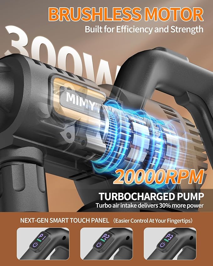 Cordless Pressure Washer Battery Powered; 1200PSI Cordless Power Washer with Brushless Motor, 4.0Ah Battery,6-in-1 Nozzle, 3 Power Level; Handheld Portable Pressure Washer Cordless (5022-BK2)