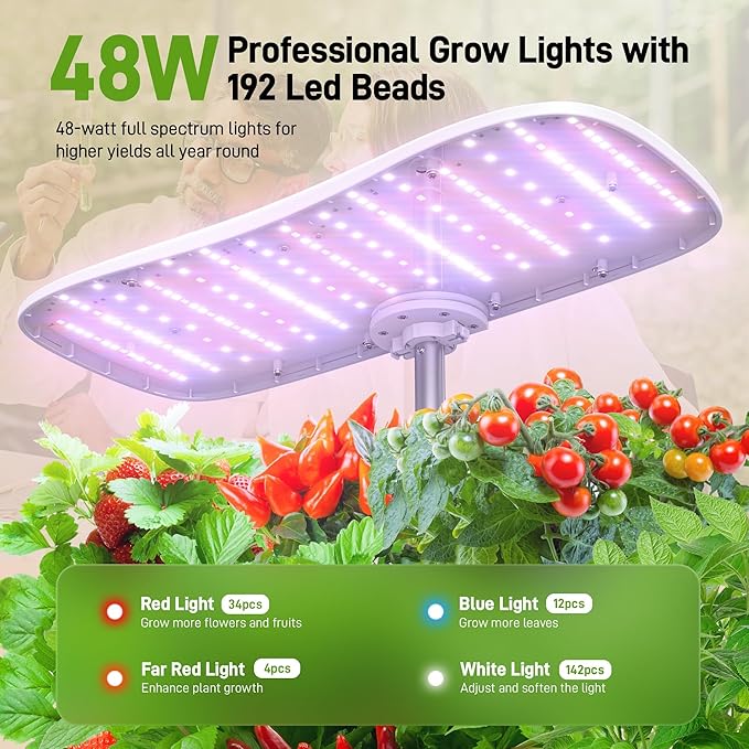 Hydroponics Growing System Kit 15 Pods Misting Indoor Gardening System Indoor Garden Gardening Gifts for Women 5L Water Capacity 48W Grow Light Herb Garden