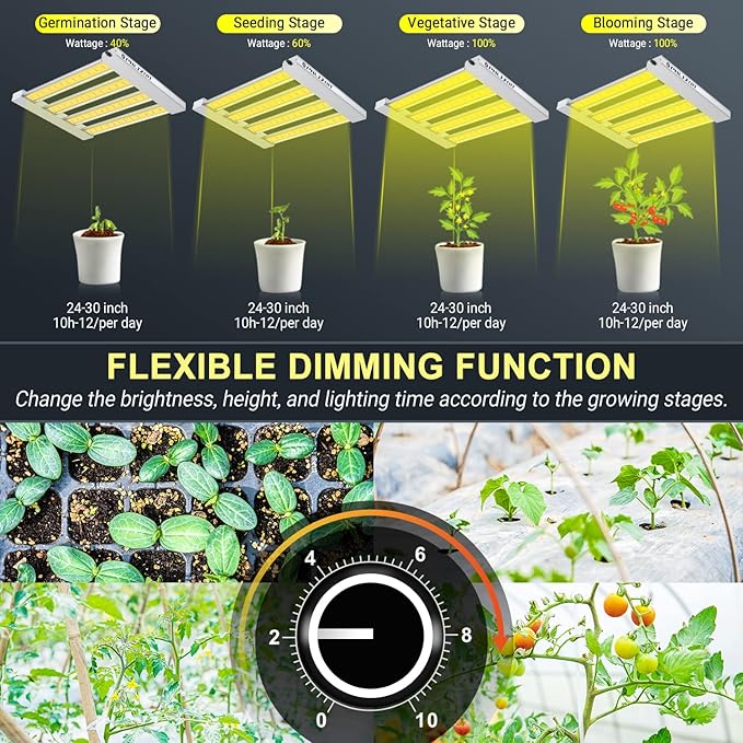 Phlizon Pro 2000 240W LED Grow Light 3x3ft 4x4ft Full Spectrum LED Grow Lights with 1152pcs SMD Led 2.8 µmol/J Dimmable Daisy Chain Plant Grow Lamp for Indoor Plants Veg and Bloom