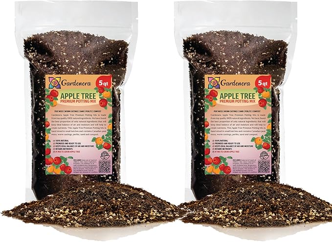 Gardenera Premium Apple Potting Soil Mix - Optimal Nutrient-Rich Blend for Thriving and Juicy Apples - 10 Quart