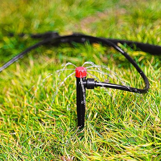 Push-to-Fit Drip Irrigation Emitters for 1/4" Drip Irrigation Tubing, 30 Pieces Adjustable 360 Degree Water Flow Drippers Sprayer on Stake 360° Full Circle Multi-Stream Irrigation Drippers