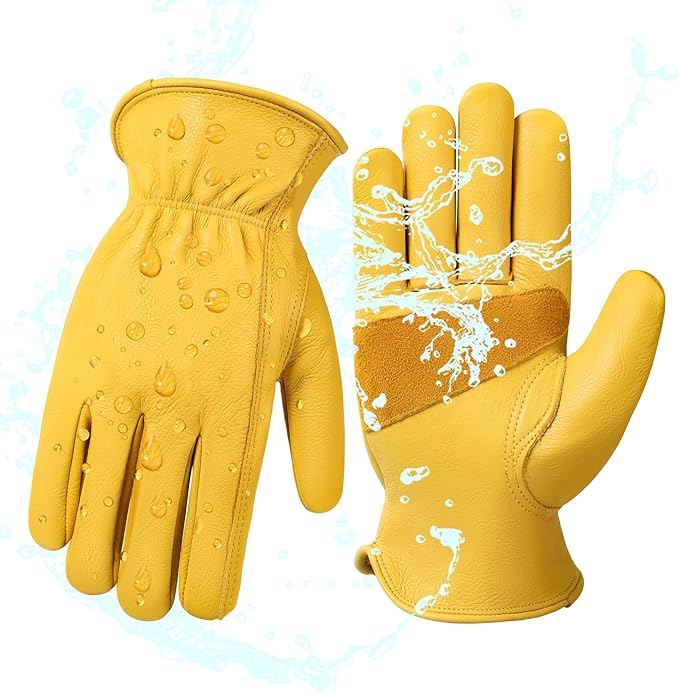 Leather Work Gloves for Men & Women, Reinforced Durable Gardening Gloves,Cowhide Work Gloves,Puncture & Cut Resistant