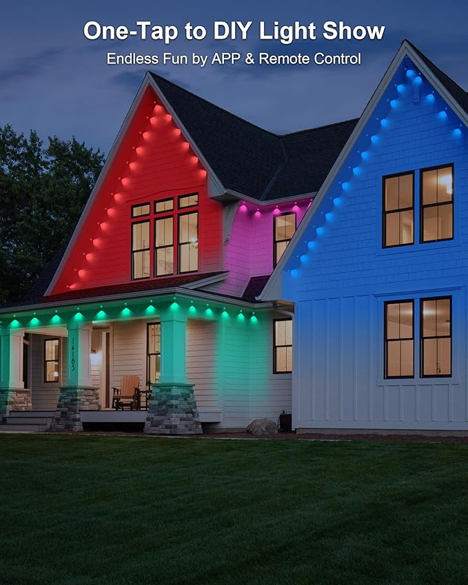 XINKAITE 200ft Permanent Outdoor Lights for House, 2025 Eave Lighting with App/Remote Control, IP67 Waterproof smartlight for Christmas, Halloween, Holiday, Party, Daily