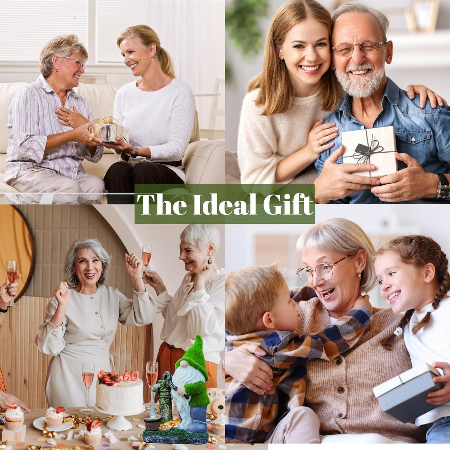 Water Pump Gnome Garden Decor for Yard/Lawn/Patio/Deck - Outdoor Weatherproof Statue with Solar Light - Moss Effect - Fun Spring & Summer Charming Gnomes Gifts for Women (Forest Green)