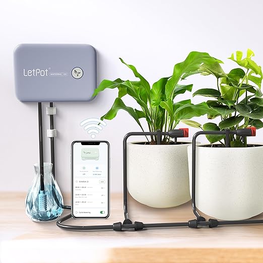 LetPot Automatic Watering System for Potted Plants, Drip Irrigation Kit System, Smart Plant Watering Devices for Indoor Outdoor, Water Shortage Remind, IPX66 ๏ผGrey