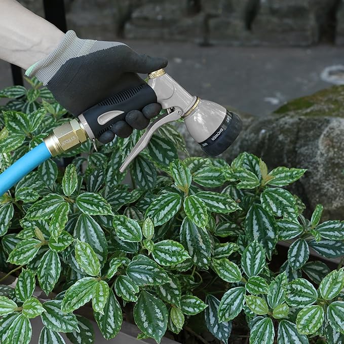 STYDDI Pro Ultra Heavy Duty Multi-Patterns Garden Hose Nozzle, All Metal Hose Nozzle with 8 Spray Patterns, Perfect for Plant Watering, Car Washing, Window Cleaning, Pet Showering, Gray