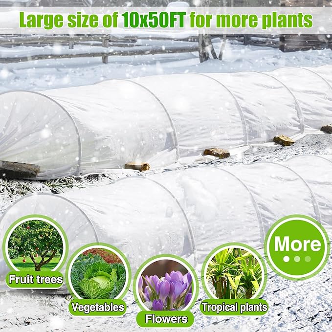 Alphatool Plant Covers Freeze Protection - 10 ft x 50 ft Frost Cloths Blankets for Outdoor Plants, Non-Woven Fabric Floating Row Cover, 1.0oz/yd² Thick Garden Covers for Raised Beds