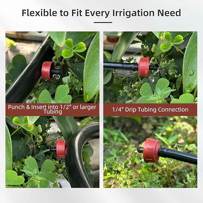 30PCS 1 GPH Pressure Compensating Drip Irrigation Spot Watering Drippers/Emitters, Self-Cleaning Constant Flow Drip Irrigation Emitters Heads Irrigation Drippers Parts for Drip Irrigation System