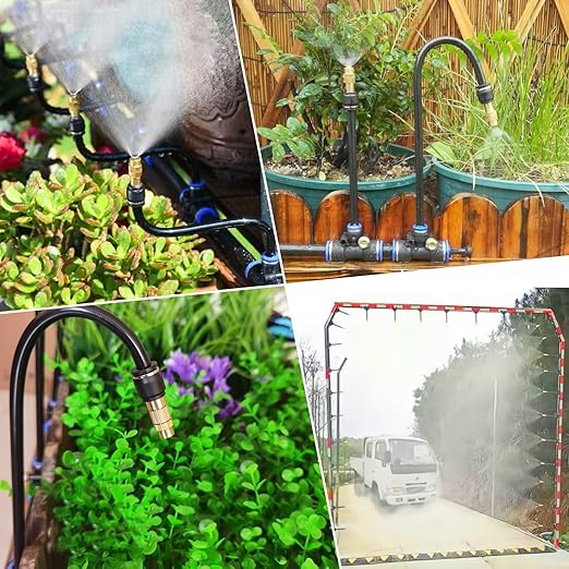 New Quick Connector Drip Irrigation Kits,Automatic Irrigation System with Replaceable 360-degree Bending Dropper,atomizing Copper Nozzle for Watering System for Garden Plant Lawn Patio.