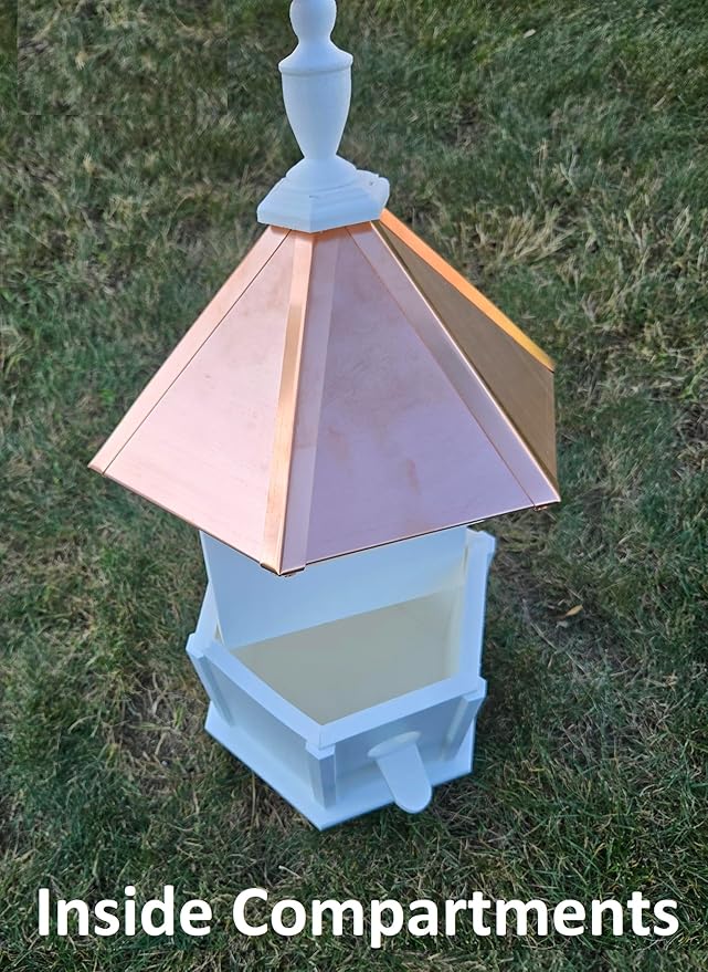 Amish Handmade Birdhouse with Copper Roof, Bird Watching (Copper Roof, 2 Compartments)