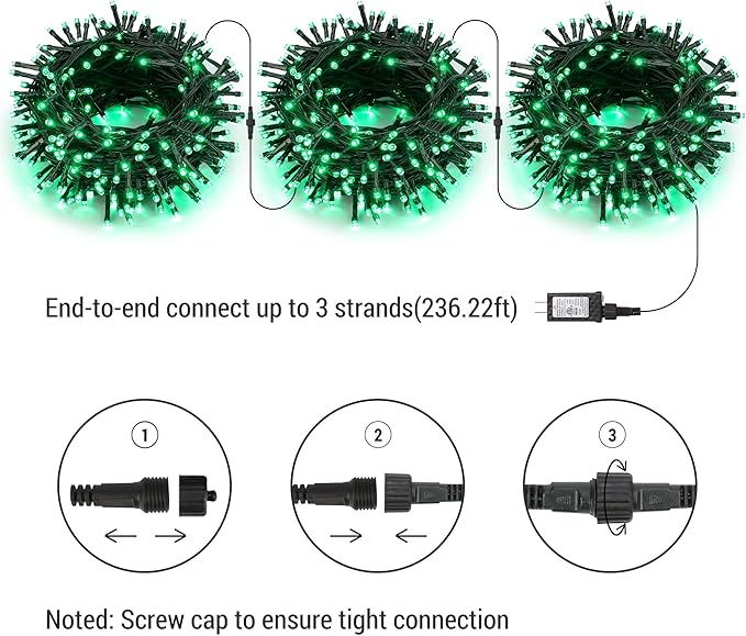 Brizled Green Christmas Lights, 78.74ft 240 LED Mini Light String, Connectable Outdoor Christmas Lights, Plug-in 8 Modes Indoor Fairy Light Waterproof for Xmas Tree St. Patrick's Day Party Decoration