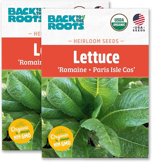 Back to The Roots 100% Organic Heirloom Seeds - Romaine Lettuce Value Pack (840mg Total)