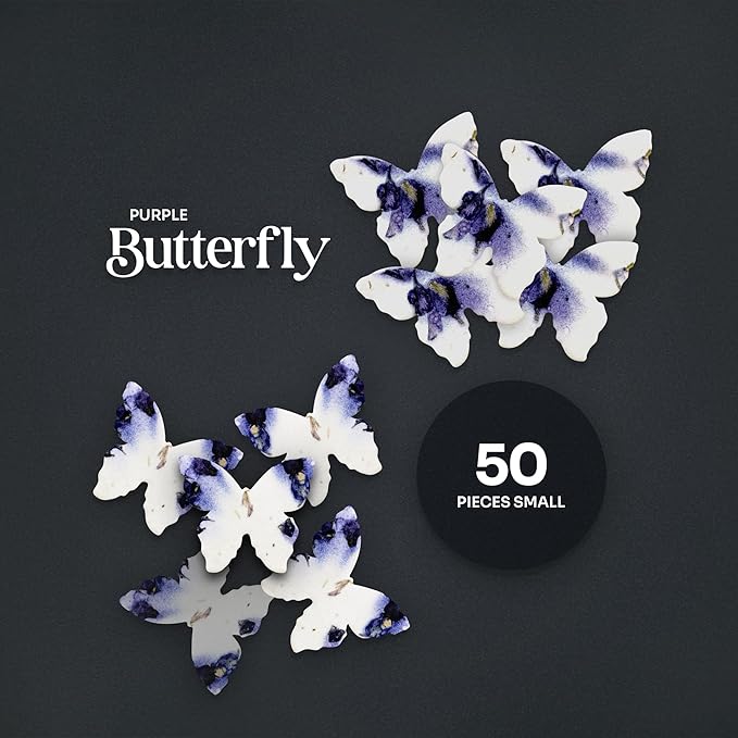 Butterfly Seed Paper – 50pcs Small Purple Plantable Wildflower, Writable & Plantable Gift for Moms, Plant Lover, & Teachers, Ideal for Weddings, Baby Shower, Memorial, & Celebrations