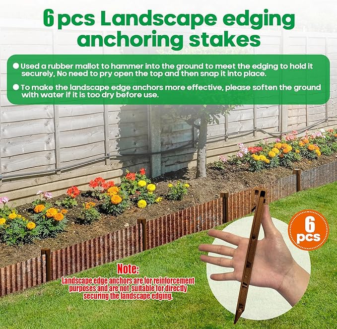 Corrugated Metal Garden Edging,Sturdy Tall Landscape Edging Borders with 6pcs Anchor Stakes, Perfect DIY for Flower Beds, Lawn and Pathway,Tree Surrounds,Paver Edges (Pre-Rusted 10"×20FT)