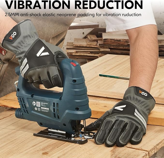 Vgo... Work Gloves for Men,Leather Safety Work Gloves,Scratch protection,Thornproof,Touchscreen(CA7777/CA7780/GA7776/PA7775)