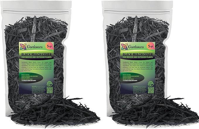 Gardenera Black Mulch - Improve Soil Fertility and Insulate Plant Roots - 10 QUARTS