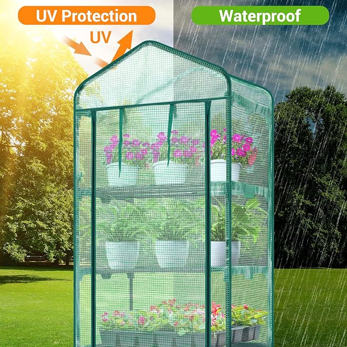 Mini Greenhouse for Indoor Outdoor: Ohuhu Small Plastic Plant Green House 5-Tier Rack Stand Portable Greenhouses with Durable PE Cover for Seedling, Ideal Gardening Gifts for Women Men