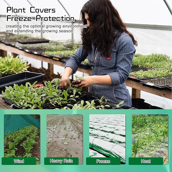 Plant Covers Freeze Protection 10FT x 33FT,Reusable Garden Fabric Floating Row Cover for Greenhouse,1.23 oz/yd² Thick Breathable Plant Blankets Frost Shade Cloth for Clod Winter