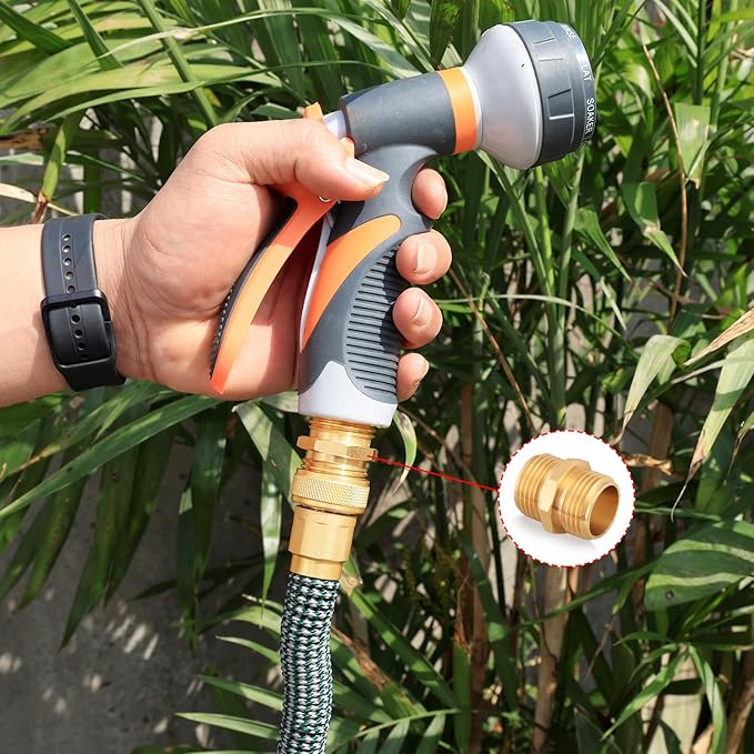 UNWAVER Solid Brass Garden Hose Fittings Male Connectors Adapter Heavy Duty Brass Double Male Faucet Leader Coupler Dual Water Hose Connector(3/4" GHT) 4 Pcs