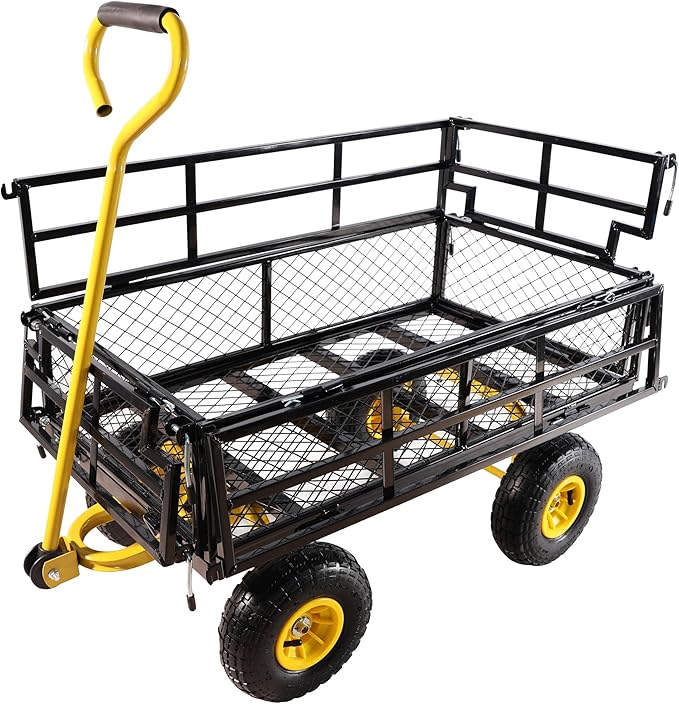 with a Four-Wheeled Trailer with a Double-Deck Detachable Side,The Steel Multifunctional Heavy-Duty net car can be Used in Farms,Warehouses and Other Places.