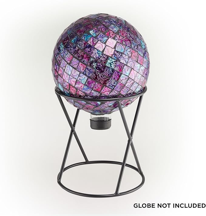 Alpine Corporation 11 Inch Tall Indoor Outdoor Gazing Globe Metal Display Stand, Black