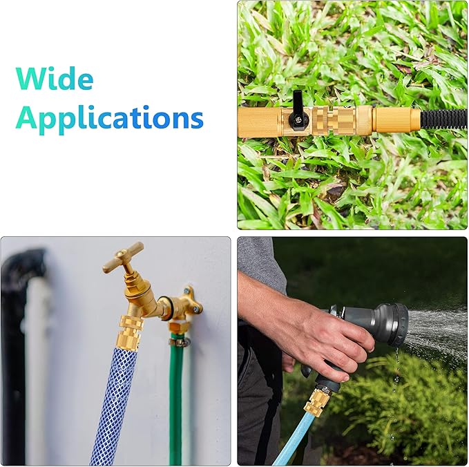 Garden Hose Quick Connect - 6 Pack 3/4" Heavy Duty Solid Brass Fittings With 20 Extra Washers, Male and Female Water Hose Connectors