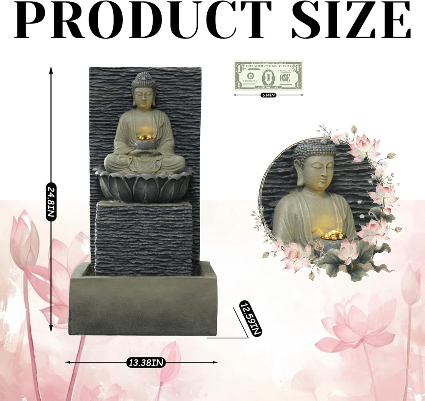 Outdoor Water Fountain Outside, Garden Fountain, Buddha Statue Outdoor/Indoor for Home, Buddha Decor & Gifts, Buddah, Buda, Budda, Buddhas, Chinese Decor & Gifts, Feng Shui