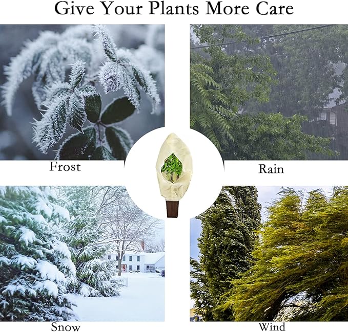gardtree Plant Covers Freeze Protection 47.2" x 70.8" 2 Packs 2.4oz/yd², Thickened Winter Plant Frost Protection Garden Cold Weather Tree Wrap with Zipper Drawstring for Outdoor Shrub Potted Plant