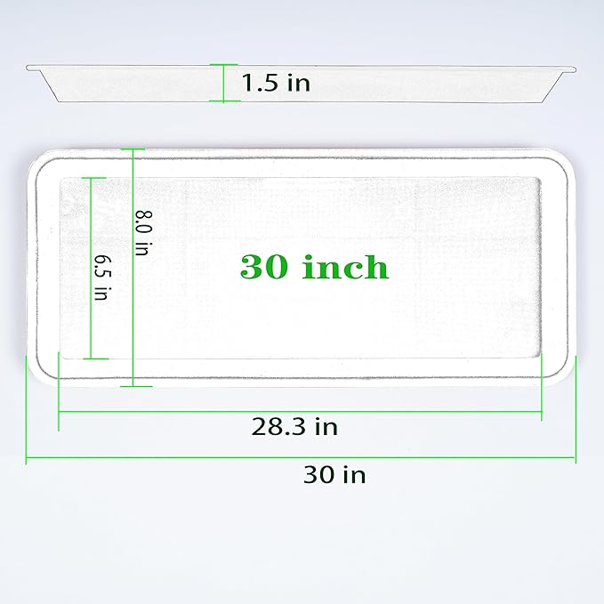 2 Pack Plastic Plant Saucer - Rectangular 30 inch, Indoors/Outdoors, Drip Tray for Flower Pot, Windowsill (8 X 30'', Cream White)