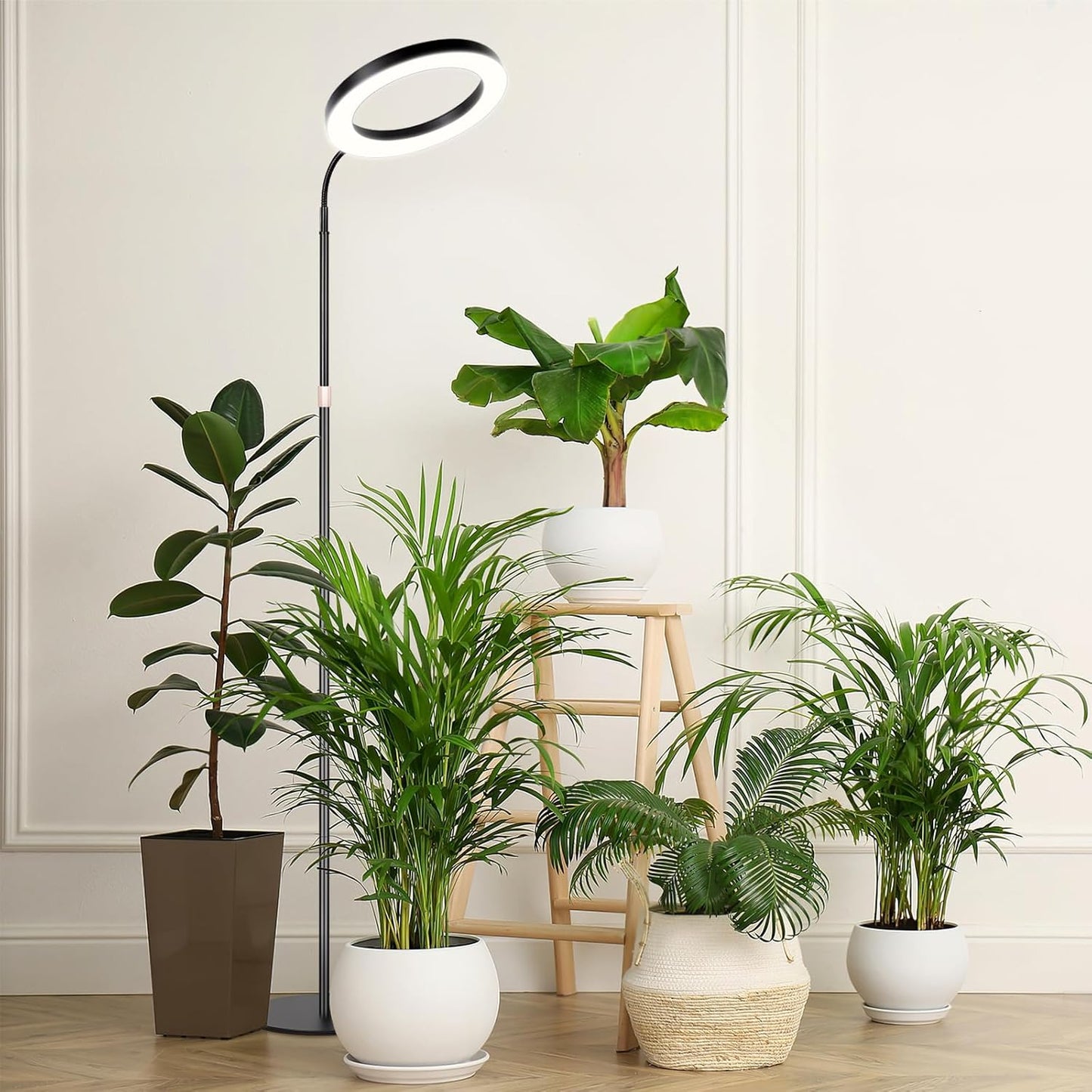 LBW 10.2in Grow Lights for Indoor Plants Full Spectrum with Stand, Floor Plant Growing Lamp for Large Plants, Auto ON/Off Timer 4/8/12H, 4 Dimmable Levels, 47.2-63 in Adjustable Height