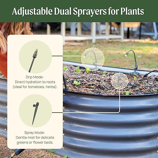 Vego Garden Irrigation Kit - Drip Irrigation System for Raised Garden Beds, Efficient Watering Solution for Vegetables, Flowers, and Plants, Easy DIY Installation (Large)