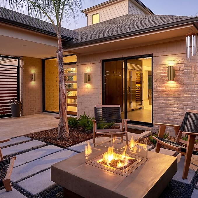 Modern Outdoor Wall Light 2 Packs Up and Down Lights, 7" Gold Exterior Light Fixture for House Porch Patio Garage