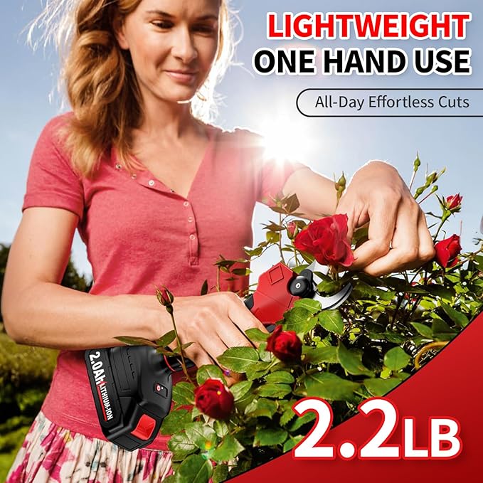 Electric Pruning Shears, 1.4" Cutting Diameter Electric Pruner with LCD Display&2Pcs 2.0Ah Rechargeable Battery, Brushless Motor Cordless Pruning Shears for Tree Trimming Branch Cutter