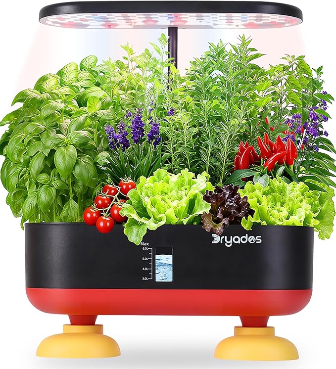Hydroponic Growing System Kit 16 Pods, Smart Herb Garden with 24W Full Spectrum LED Grow Light, Indoor Garden Planter for Home/Office/School (Black)
