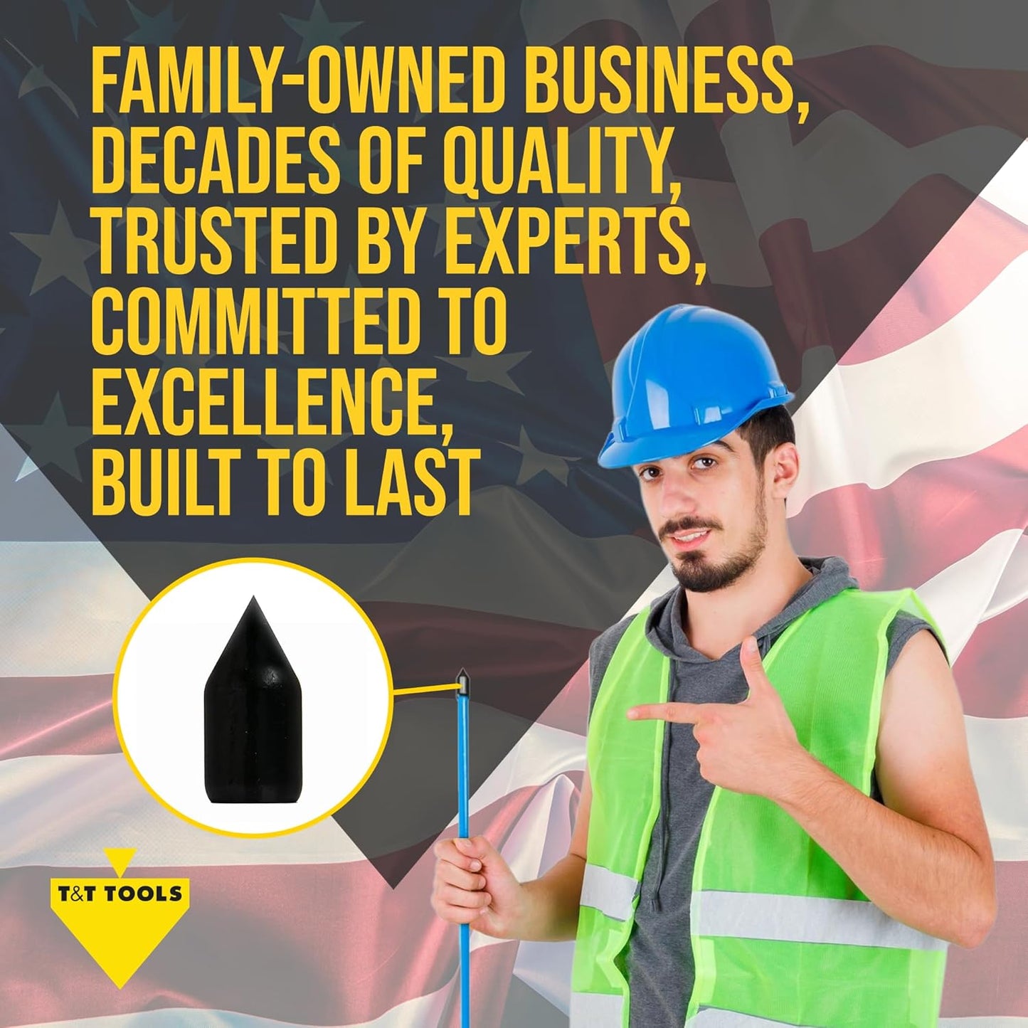 T&T Tools Standard Replacement Tips for 3/8" Soil Probe Rods - Compatible with Smart Stick & Mighty Probe - Ideal for Locating, Plumbing, Landscaping & Gardening Tools - Durable Metal Rod Tips, 3-Pack