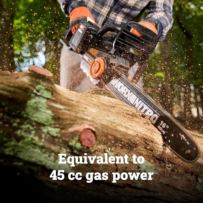 Worx Nitro 40V 16" Cordless Brushless Chainsaw 4.0 Ah Battery and Charger Included WG385
