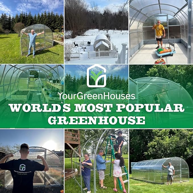 Polycarbonate Tunnel Greenhouse, Weather Resistant & Easy Assembly Greenhouses - Expandable Greenhouse for Outdoors, Garden House Tunnel with 6 Bonus Accessories & 10 Yr Frame Warranty(10x13 FT)