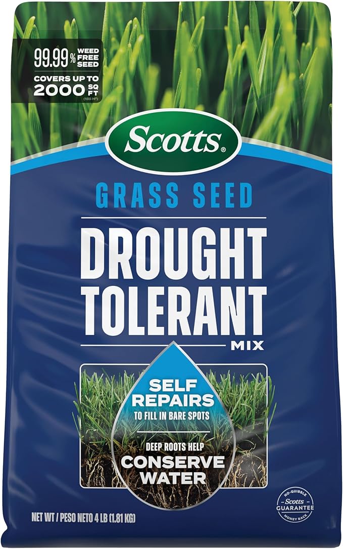 Scotts Grass Seed Drought Tolerant Mix, Kentucky Bluegrass and Tall Fescue Grass Seed Mix, Covers up to 2,000 sq. ft., 4 lb.