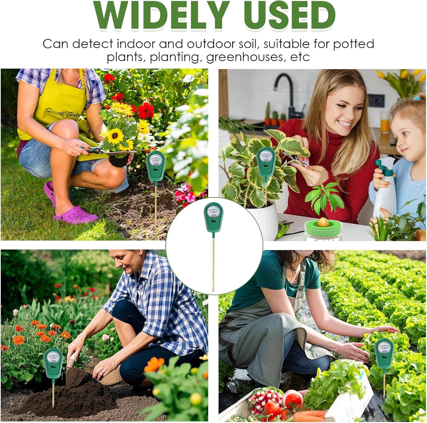 Soil Test Kit, 3 in 1 Soil Moisture Meter/Soil pH Meter/Fertility for Gardening - No Battery Required Large Dial Soil PH Meter Garden, Lawn, Farm, Indoor & Outdoor