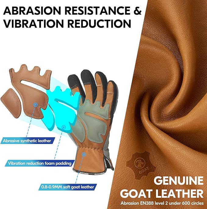 Vgo... Work Gloves for Men,Leather Safety Work Gloves,Scratch protection,Thornproof,Touchscreen(CA7777/CA7780/GA7776/PA7775)