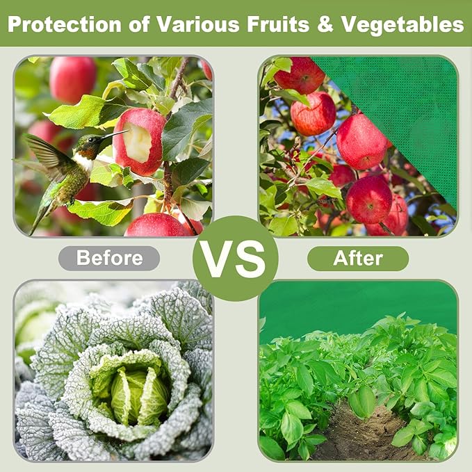 Winter Frost Cloth Plant Frost Protection Covers 10 FT x 33 FT Reusable Cold Weather Green Plant Covers Outdoor - Outdoor Frost Cloth for Snowy Weather