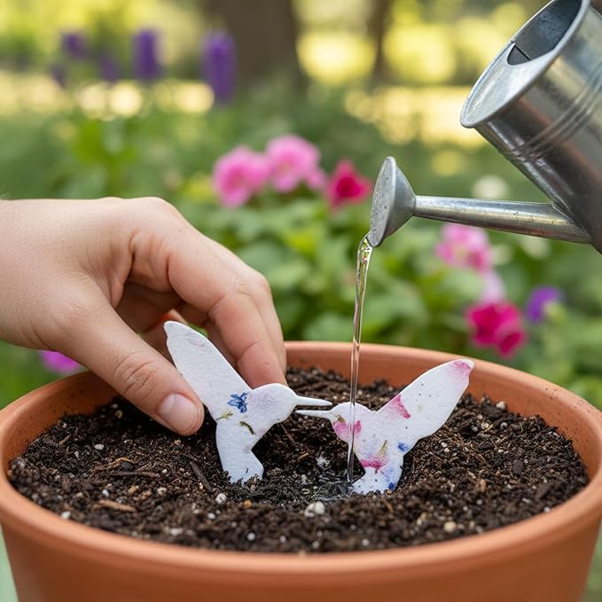 Wildflower Seed Paper - Set of 24 Hummingbird-Shaped for Funeral Favors, Memorial Gifts, & Sympathy Gifts for Loss of Father and Mother (Pink & Blue)