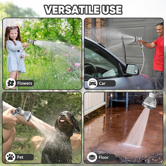 SILVEL Retractable Garden Hose Reel – 5/8 in x 110FT Heavy Duty Automatic Hose Reel Wall Mounted, Upgraded UV Resistant with 10 Pattern Nozzle, Any Length Lock & Slow Return System, 180°Swivel Bracket