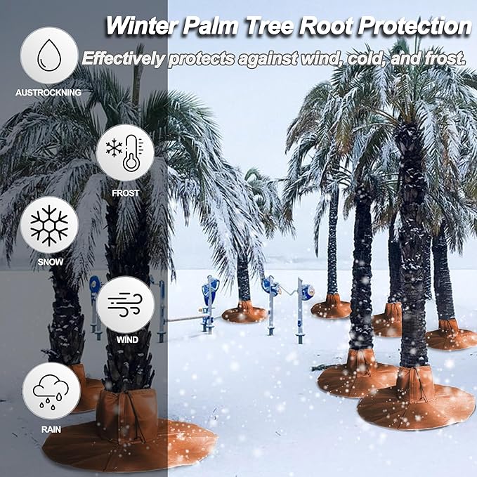 2 Pack Winter Protection for Palm Trees Root - Palm Root Protection Bag, Thermal Plant Cover Protector with Drawstring for Plants and Trees up to 13inch Diameter, Double Insulation, Reusable