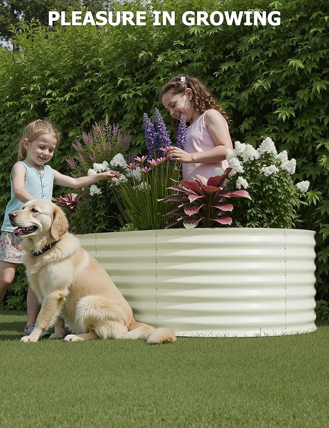 2 Pcs Raised Garden Beds Outdoor 6x3x2 ft - Galvanized Steel Planter Box for Vegetables, Flowers, Rust-Resistant Garden Box, Easy Assembly Raised Beds, Durable Planters for Outdoor Plants, Beige