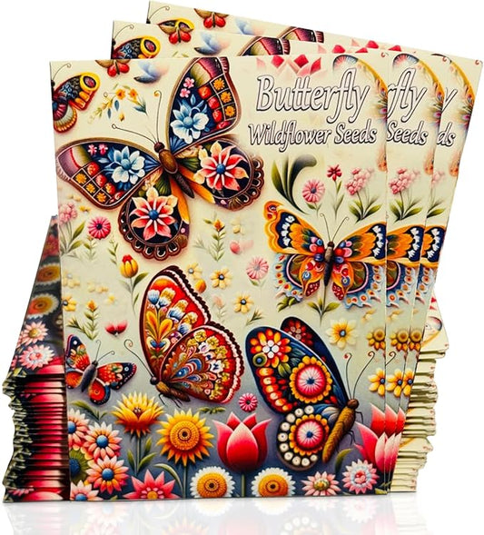 Pollinator Paradise Seed Mix (20 Packs) Seeds Packets for Humming Birds, Butterflies and Bees - Ideal for Wedding Party Favors Bridal Shower School Events Thank You Corporate Event Memorials